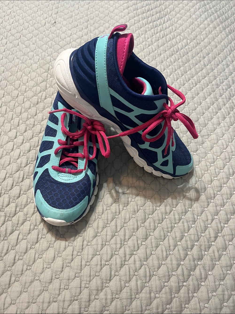 Women’s Tony Little’s Cheeks Navy & Teal Athletic Sneakers with Pink Laces